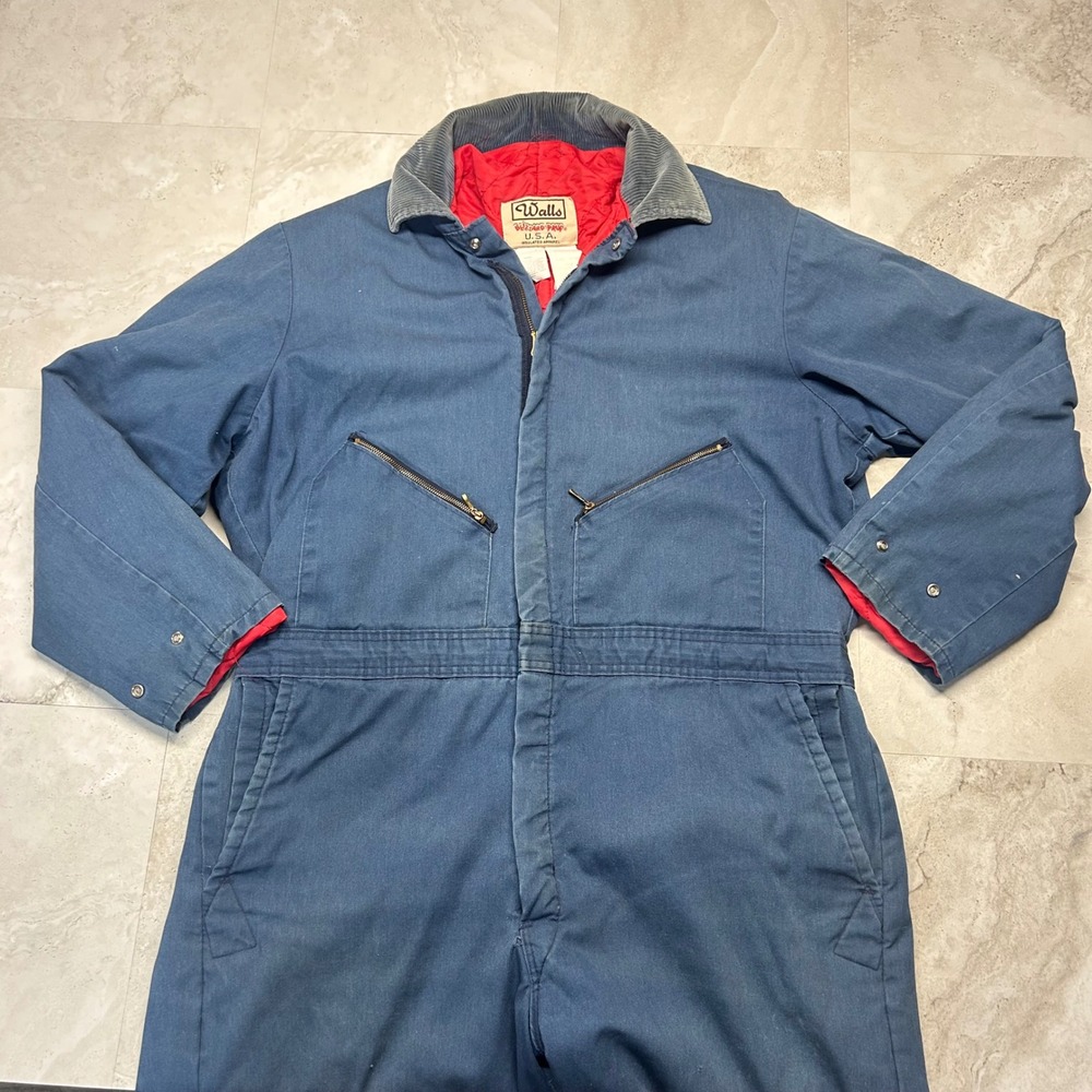 Walls Blizzard-Pruf Insulated Coveralls Blue Mens XL Regular Vintage USA Made